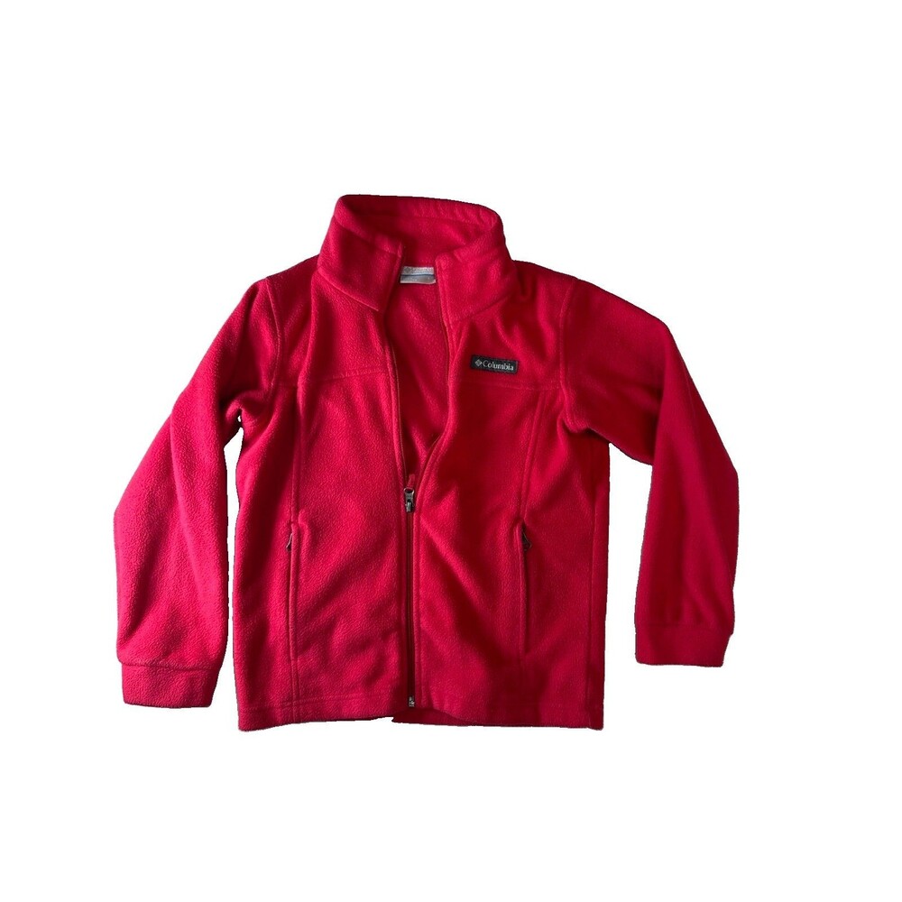 Columbia Girls Fleece Jacket Full Zip Red Active Outdoor Youth Size Small 6/8